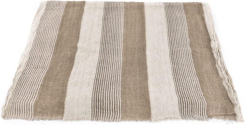 GERINLY Cotton-Linen Scarves Mens Stripe Crinkle Long Scarf Fashion Wrap Shawl for Travel - Image 5